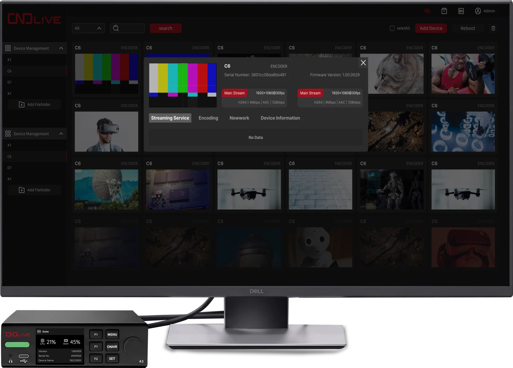 A2 managed remotely through the CNDLive Manager interface